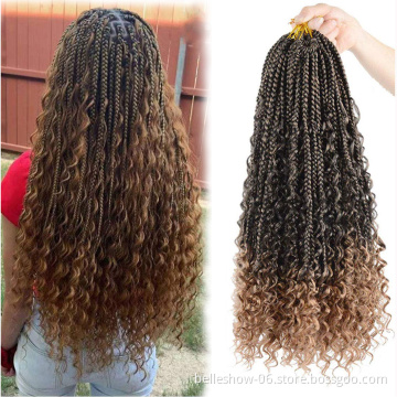 Hot sell Factory Price wholesale wavy synthetic Hair Extensions River locs 3X Box Crotchet Braids curly box braids
